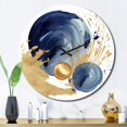 thumbnail image 3 of Designart "Abstract Circle Texture in Dark Blue and Gold I" Modern Geometric Oversized Wall Clock, 3 of 5