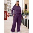 thumbnail image 4 of Women'S 2 Piece Lounge Sets Side Slit Outfits Wide Leg Tracksuit Comfy Loungewear Fashion Sweatsuit XXXL, 4 of 9
