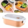 thumbnail image 3 of Fiambrera de acero inoxidable con aislamiento a prueba de fugas, diseño lindo, caja Bento portátil para la escuela, oficina, color naranja, 3 of 8