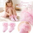 thumbnail image 5 of Resicozy Ruffle Socks Girls Lace Frilly Turn Cuff Ankle Socks Dress Socks for Daily Travel 2026 Pink L, 5 of 7