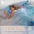 thumbnail image 3 of Pink Blue Marble Queen Size Comforter Set, Fluid Art Abstract Gold Foil Modern Bedding for All Seasons, 4 Pcs Bed Set, 1Quiltcover (90"x92") ,1Sheet(94"x116"), 2Pillowcases (30"x20"), 3 of 9