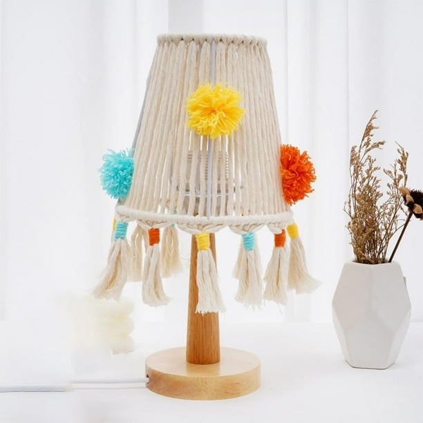 Junean Pantalla De Lámpara Tejida A Mano, Color Blanco, Estilo Bohemio Macrame, Para Salón, Habitación De Los Niños, Dormitorio O Habitación