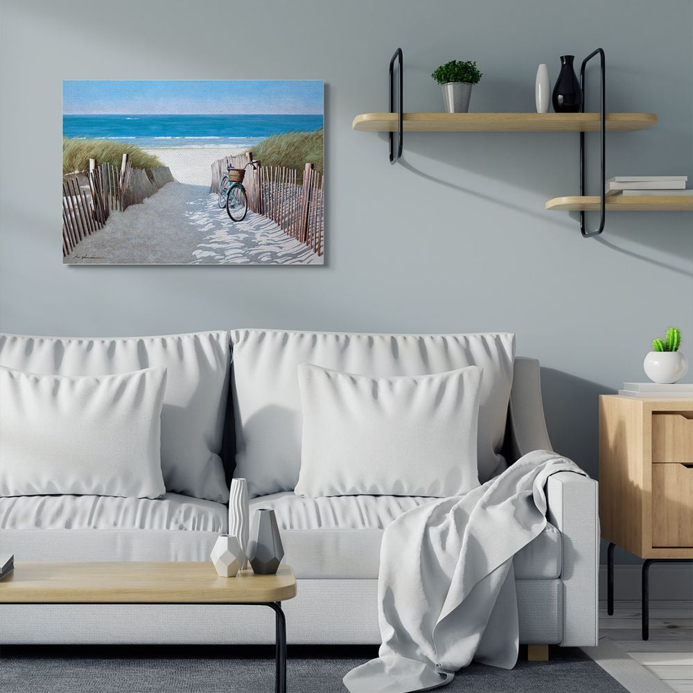 Stupell Industries Beach Pathway and Bicycle Summer Nautical Painting Designed by Zhen-Huan Lu
