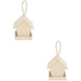thumbnail image 2 of Jiyike 2pcs Wooden Bird Nest House Shaped Bird Feeder Garden Balcony Hanging Bird Feeder, 2 of 10