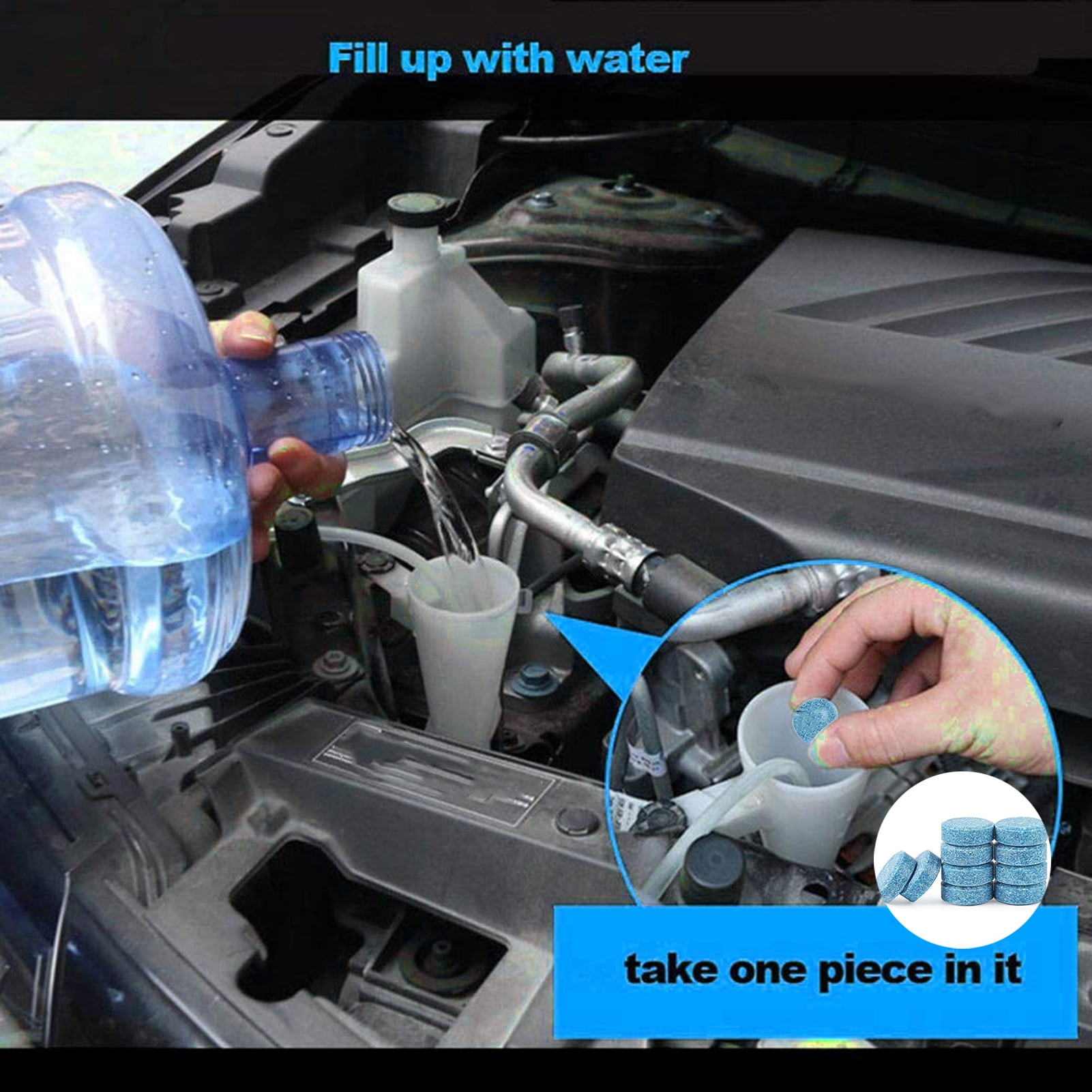 1 Set Washer Fluid Tablets Solid High Enrichment Blue Car Care