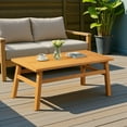thumbnail image 6 of Tcbosik 42.12" All-Weather Outdoor Coffee Table, Rectangle Patio Table, Solid Cedar Wood Low Coffee Table with Slatted Tabletop for Garden, Balcony, Backyard, Teak Color, 6 of 6