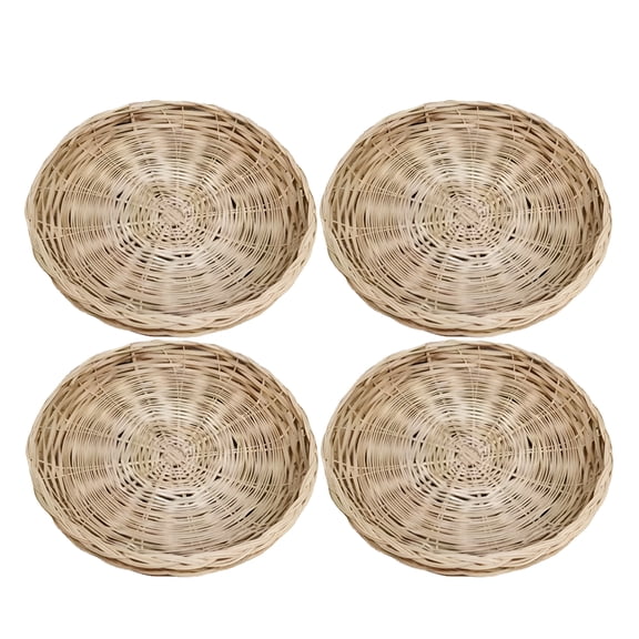 ACDANC Wicker Plate Holders for Paper Plates Hand Weave Bamboo Paper Plate Holder 10in Set of 4 for Picnic Home Party and Daily Dining
