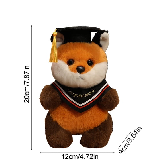 ToyKingdee Graduation Fox Plush with Cap and Sash, Soft Stuffed Animal for Graduation Gifts and Celebrations