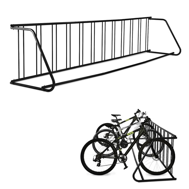 Heavy Duty Single-Sided Floor Bike Rack – Freestanding 12-Bike Storage Stand, 147" Grid Design Organizer for Garage, Indoor Storage, Events, Commercial Two-wheeler Parking, Black