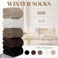 thumbnail image 6 of 5 Pairs Women's Solid Mid-calf Socks, Thick Warm Thermal Socks for Winter, Cozy Boot Sock & Everyday Crew Sock, 6 of 6