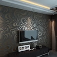 thumbnail image 3 of Q QIHANG Papel tapiz 3D con curva abstracta moderna, Mural, Papel De pared, flocado, para sala de estar, Color negro, marrón, a rayas, Papel de pared sin pegar, 0,7 mx 8,4 m = 5,88?, 3 of 5