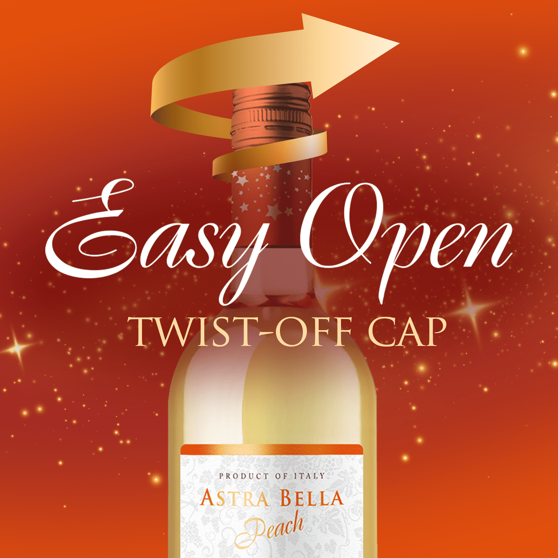 Astra Bella Semi-Sweet Peach, Italian Blend 750 ml Glass Bottle, 5.5% ABV