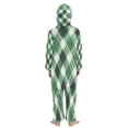 thumbnail image 3 of Soft Big Kids Onesie Pajamas Cozy Loose-Fit Jumpsuits for kids with Pockets for Christmas Lounge & Play Green Plaid, 3 of 8