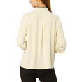thumbnail image 3 of INSPIRE CHIC Women's Button Down Office Ruffle Stand Collar Long Sleeve Work Shirt, 3 of 7