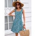 thumbnail image 2 of Women's Summer Square Neck Sleeveless Dress with Pockets, Monet Garden Casual A-Line Mini Sundress, Beach Vacation Tank Dress, Size 2XL, 2 of 7