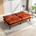thumbnail image 2 of 71.6 Inch Convertible Loveseat Sofa Bed, Chenille Upholstered Sofa with Adjustable Backrest and Metal Legs, Modern Armless 2 Seater Couch for Compact Living Room, Bedroom and Apartment, Orange, 2 of 9