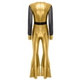 thumbnail image 2 of YiZYiF Womens Vintage 70s Disco Jumpsuit Metallic Shiny Tiered Bell Bottoms Hippie Romper Costume Gold S, 2 of 4