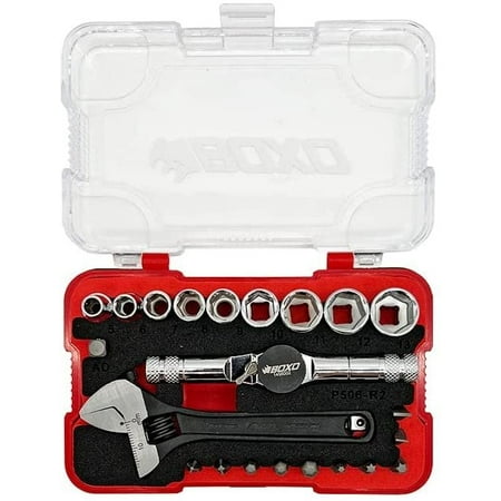 

BOXO USA 23 Piece Multi Driver T-Handle Socket Bit Set : Handy Compact Tool Box Kit