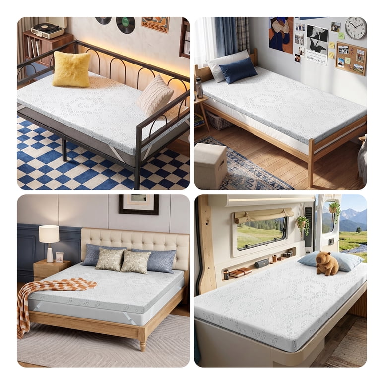 Bamboo Charcoal Cooling Gel Memory Foam Topper Twin-Xl photo 6