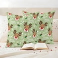 thumbnail image 3 of Christmas Green Outdoor Waterproof Pillow Covers, Xmas Cute Elk Winter Leaves Cartoon Snowflake Decorative Square Throw Pillowcase Sofa Cushion Sham for Patio/Couch/Chair, 18"x18" 2 Pack, 3 of 8