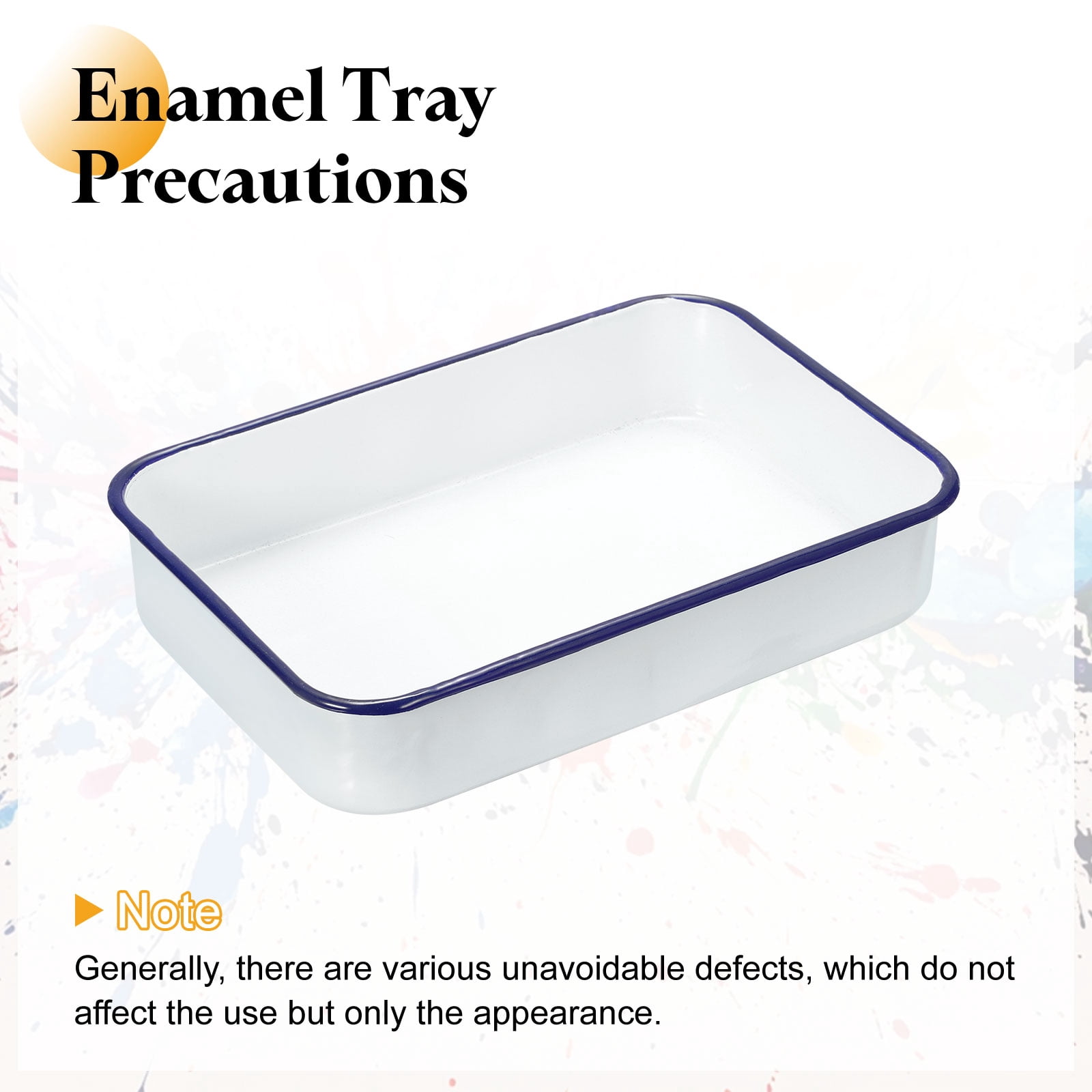 Uxcell Butcher Tray Palette 9.4" x 6.3" x 2" Metal Triple Enamel Coated Deepened Rectangular Tray Artist Painter Painting Tool for Art Paint Acrylic Watercolor Mixing