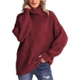 thumbnail image 2 of Sweaters for Women 2025 Fall Winter Long Sleeve High Neck Cable Knit Sweater Jumper Tops Womens Pullover Sweaters, 2 of 8