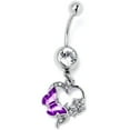 thumbnail image 3 of Body Candy Womens 14G 316L Stainless Steel Navel Ring Piercing Butterfly Rose Flower Purple Mens Dangle Belly Button Ring, 3 of 6