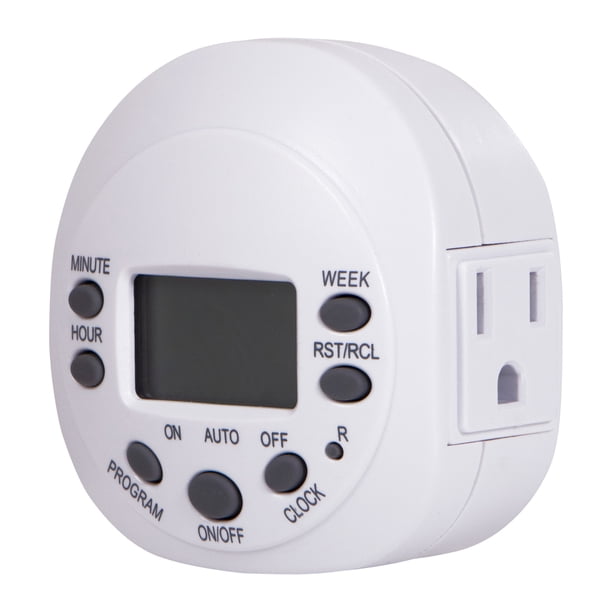 GE 7-Day Programmable Digital Timer, 1 Outlet Grounded, Plug-In