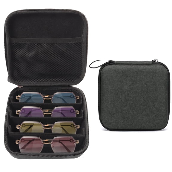 Travel Sunglasses Organizer Case Hard-shell Adjustable Slot For Multiple Eyeglasses Portable Storage Box for Men Women