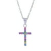 Brillinace Fine Girls' Multi-Crystal Accent Sterling Silver Cross Pendant, 18"