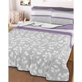 thumbnail image 3 of Quilts Twin Size, Purple Grey Soft Comforter Bedding Set for Bed, Chic Garden Floral Stripe Aesthetic Flower Lightweight Quilted Bedspread with Pillow Cover(2 Pieces) for All Season, 68x86 Inch, 3 of 6