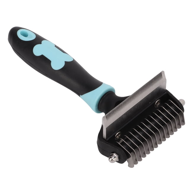 Rastrillo para mascotas, rastrillo para el cuidado de mascotas, rastrillo inoxidable para debajo del pelo de mascotas, rastrillo para quitar el pelo de dos caras para mascotas, una experiencia incomp