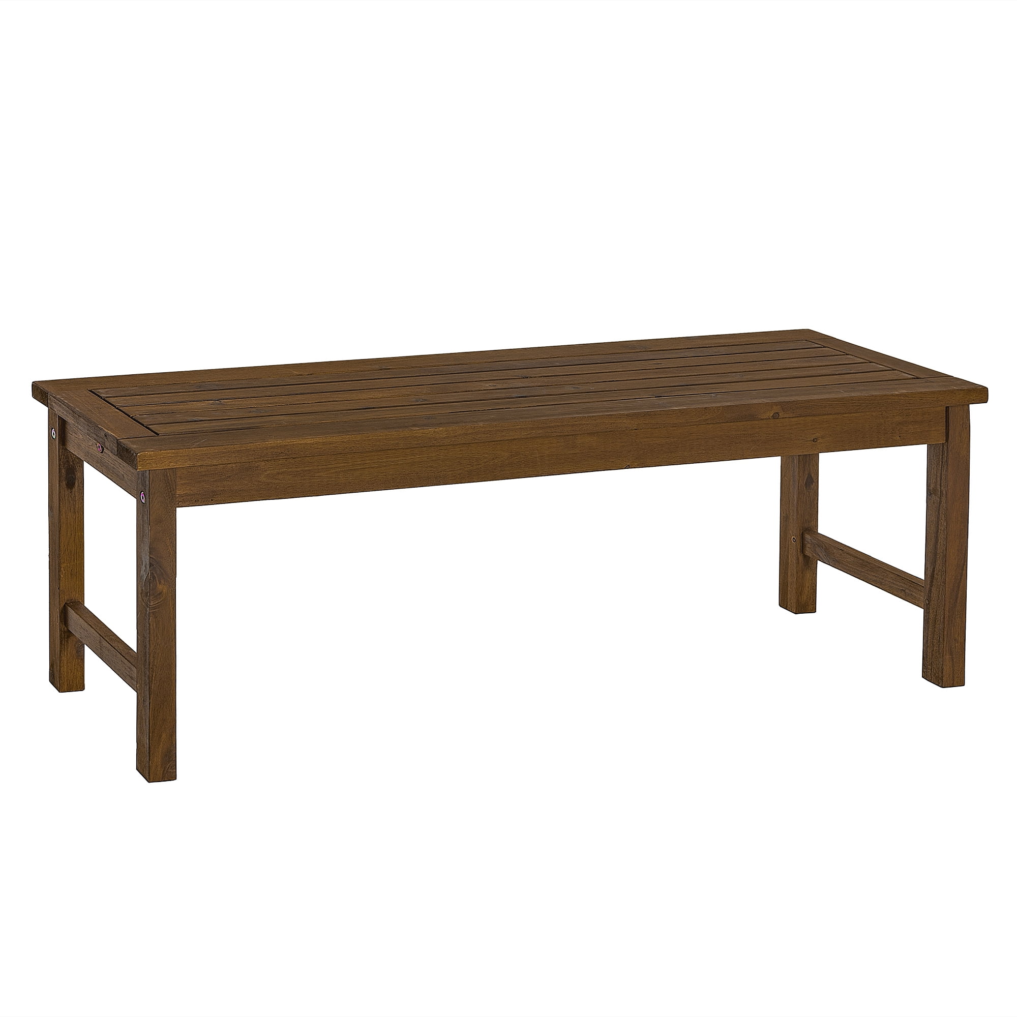 Walker Edison 53" Outdoor Raised Acacia Solid Wood Patio Bench - Dark Brown