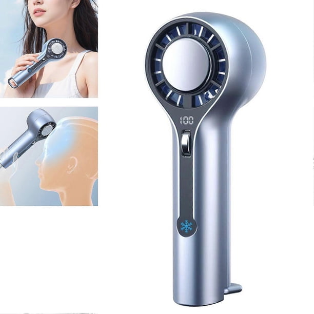 1-100 Mini Turbo Cooling Handheld Fan 3000mAh Semiconductor Ice Tech Cooling Fan, Airplane-Friendly, Adjustable Stand, Digital Display