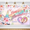 thumbnail image 1 of Banner de cumpleaños con dicódigos con tema de unicornio personalizado para el primer nacimiento, 1 of 7
