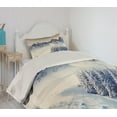 thumbnail image 2 of Ambesonne Black White Quilted Coverlet 2 Pcs, Snowy Winter View, Twin Size, Blue Grey White, 2 of 5
