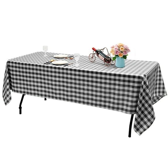 Gymax 10Pcs 60"x126" Rectangular Polyester Tablecloth Black & White Checker Party