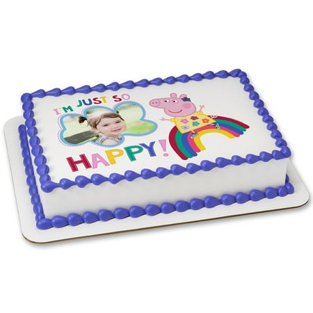 Peppa Pig 1/4 Sheet Edible Cake Frame Personalized Topper Birthday Kids