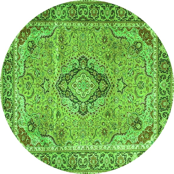 Ahgly Company Indoor Round Persian Green Traditional Area Rugs, 5' Round