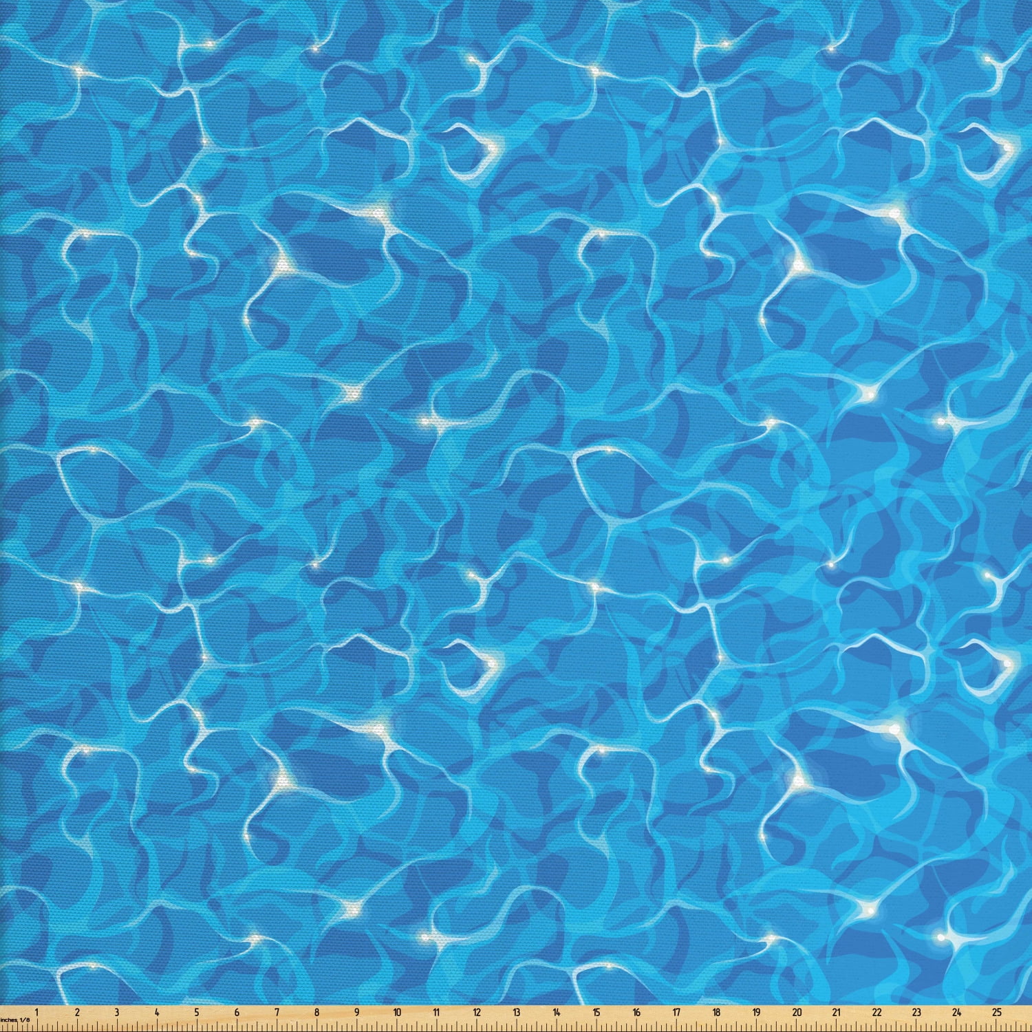 Aqua Fabric by The Yard, Realistic Vivid Illustration of Water Texture Freshness Ocean Pool