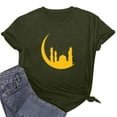 thumbnail image 6 of Penkiiy Happy Ramadan Tops Blouse for Women Women's Graphic Tees Moon Print Short Sleeve Round Neck T Shirts Tops XL Army Green, 6 of 6