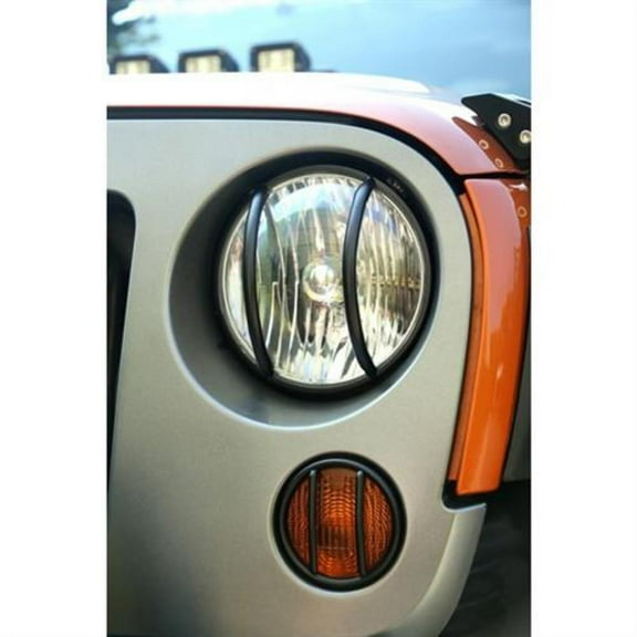 Rugged Ridge 11230.11 Euro Guard Kit, Headlight, Textured Black; 07-18 Jeep Wrangler JK