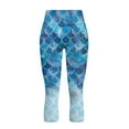 thumbnail image 4 of SCRAWLGOD Blue Mermaid Scales Women's Workout Capri Leggings with Pockets, Elastic Breathable Squat Proof Yoga Pants Leggings, High Waisted Gym Athletic Crop Yoga, L, 4 of 7