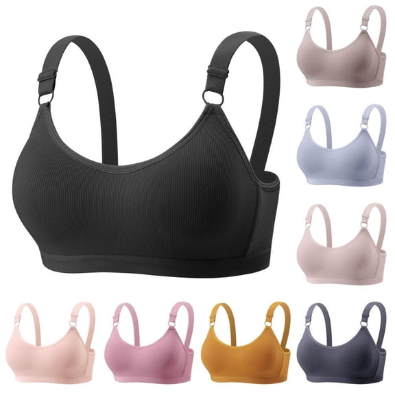 Plus Size Women'S Wirefree Push-Up Bra with Breathable Back Closure for Everyday Comfort 3XL
