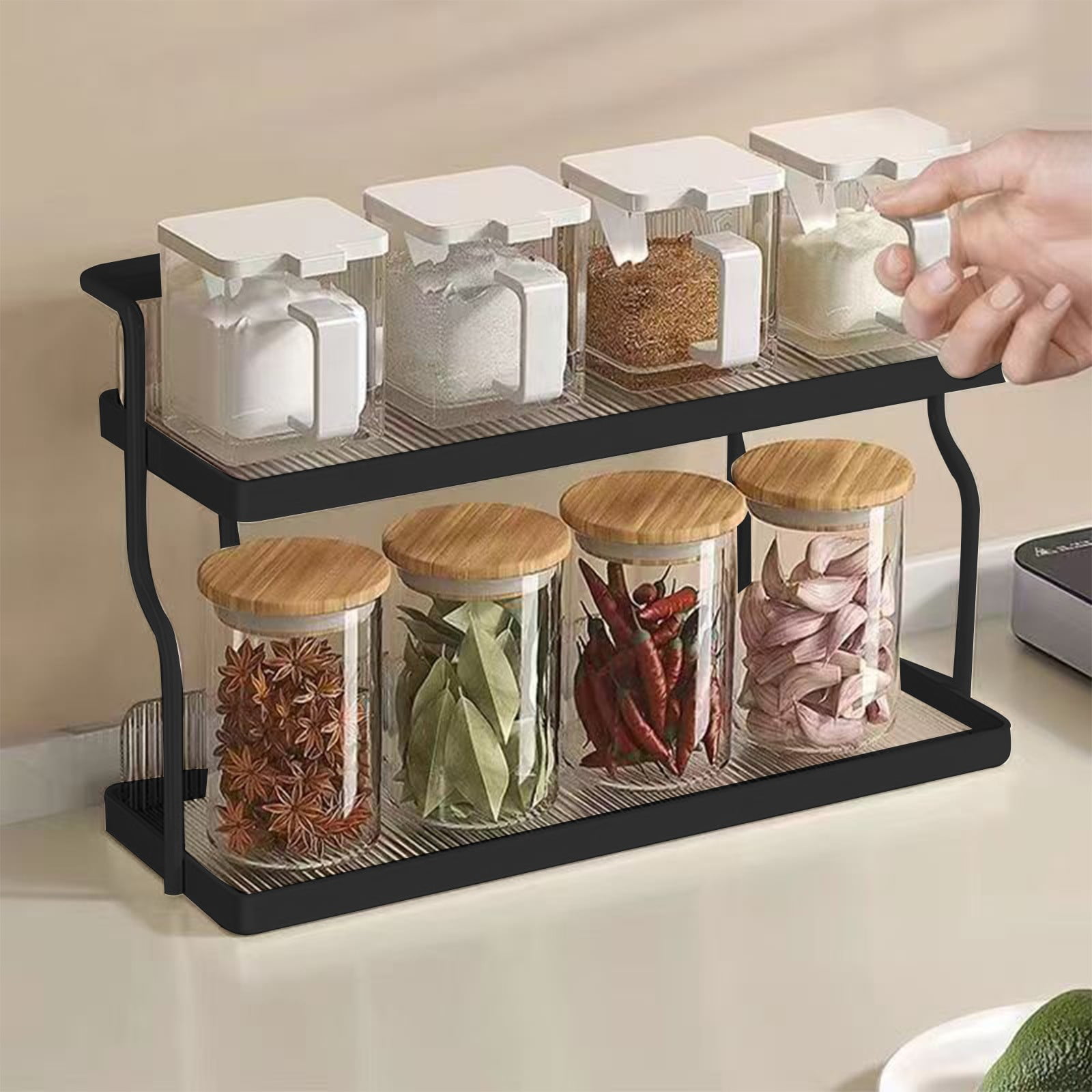 1-Set 2-Tier- Versatile Kitchen Cabinet Organizers And Storage, Bathroom Small Clear Acrylic Under Sink Organizers And Storage, Coffee, Kitchen, Spice, Medicine Bottle Organizer