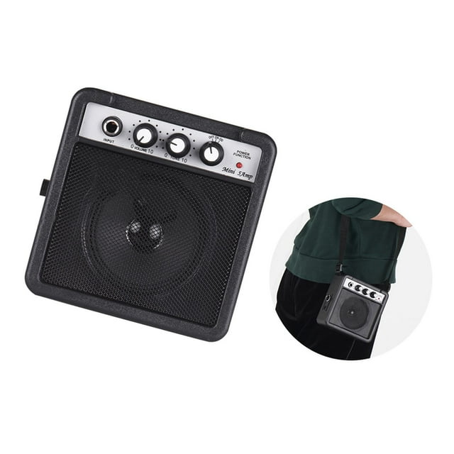 Mini Guitar Amplifier 5W Speaker with 3.5mm & 6.35mm Inputs 1/4 Inch Output Volume Tone Adjustment Overdrive Portable Lightweight for Indoor and Outdoor Use