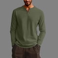 thumbnail image 2 of YLSDY Men's Long Sleeve Henley T-Shirt Notch Neck Casual Slim Fit Lightweight Top Army Green XL, 2 of 7