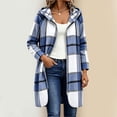 thumbnail image 4 of WIZUTIZ Women's Plaid Long Sleeve Zip Up Hooded Jacket Loose Fit Long Length Casual Coat Fall Winter Trendy Layering Outerwear with Pockets, 4 of 8