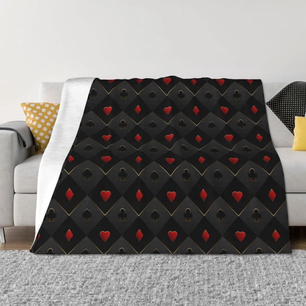 Balery Red Poker Manta de Franela con Dibujo, Lujo Ultra Suave y Cálido, Antipelusa y Resistente a las Arrugas para Cama, Sofá, Camping -40"x30"
