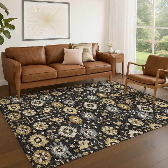 Addison Rugs Chantille Indoor/Outdoor Traditional Black Machine Washable Rectangle Rug, 10' x 14'